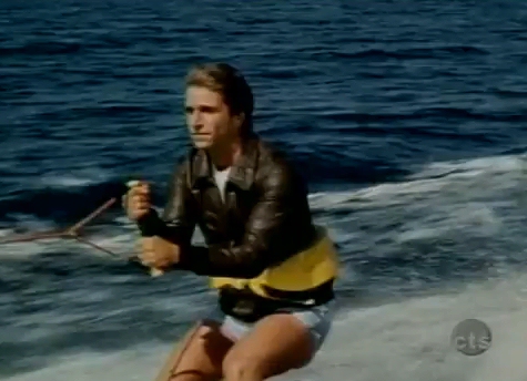  - Fonzie prepares to jump the shark on Happy Days